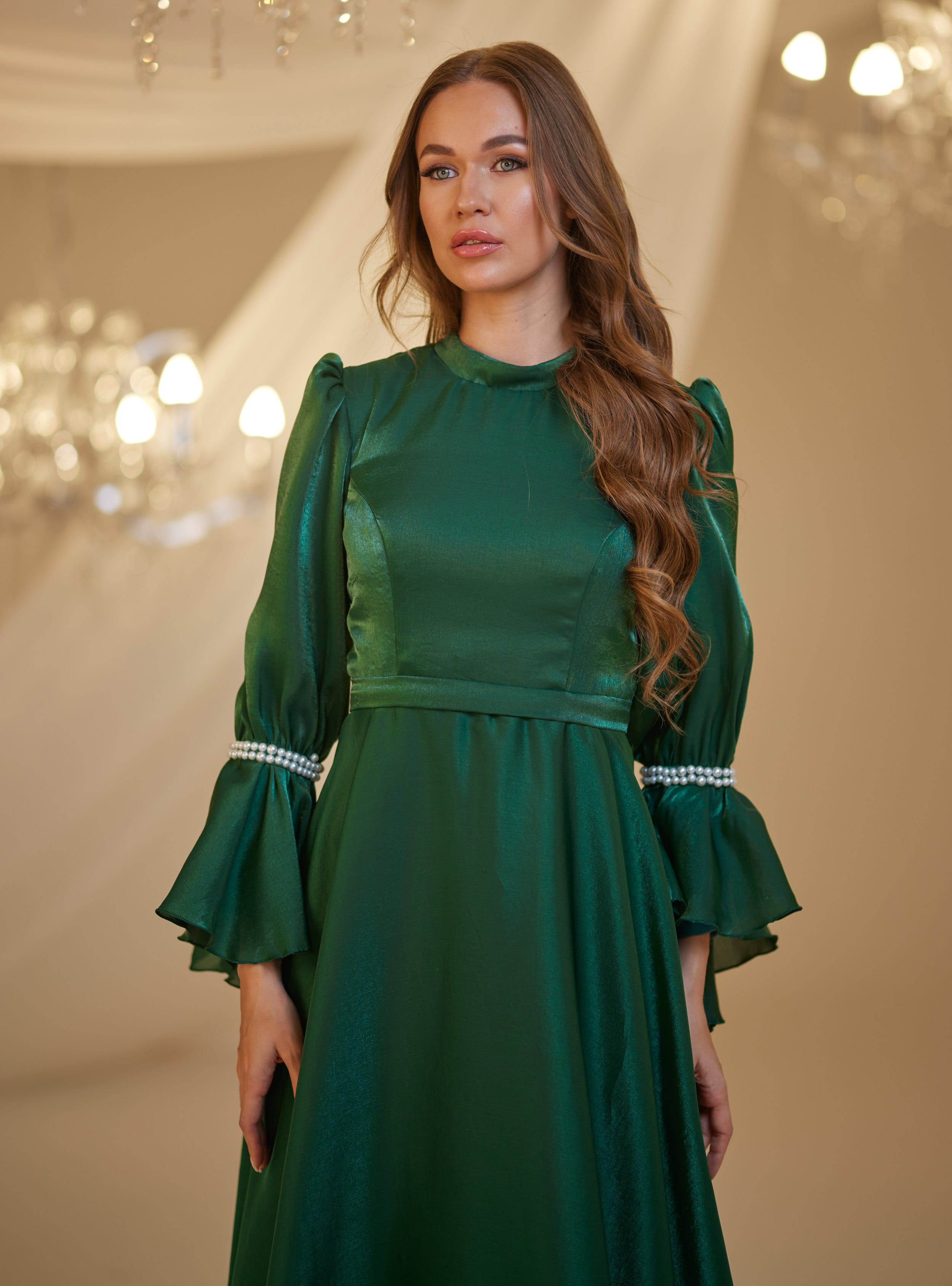 İNCİ ABİYE - Zümrüt Yeşili - Burak Baran Fashion - Resim 4