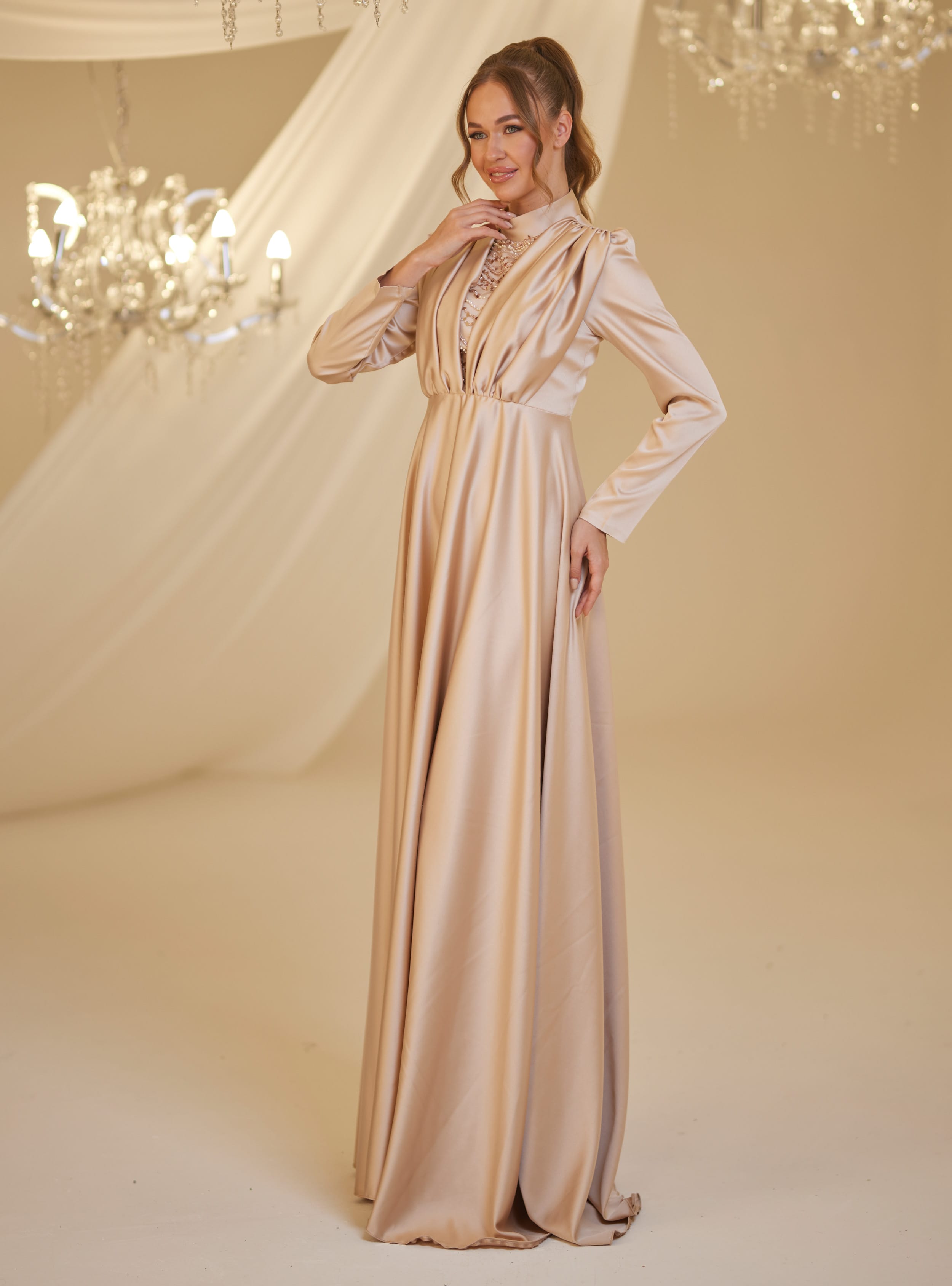 ELİF ABİYE - Gold rengi - Burak Baran Fashion - Resim 2