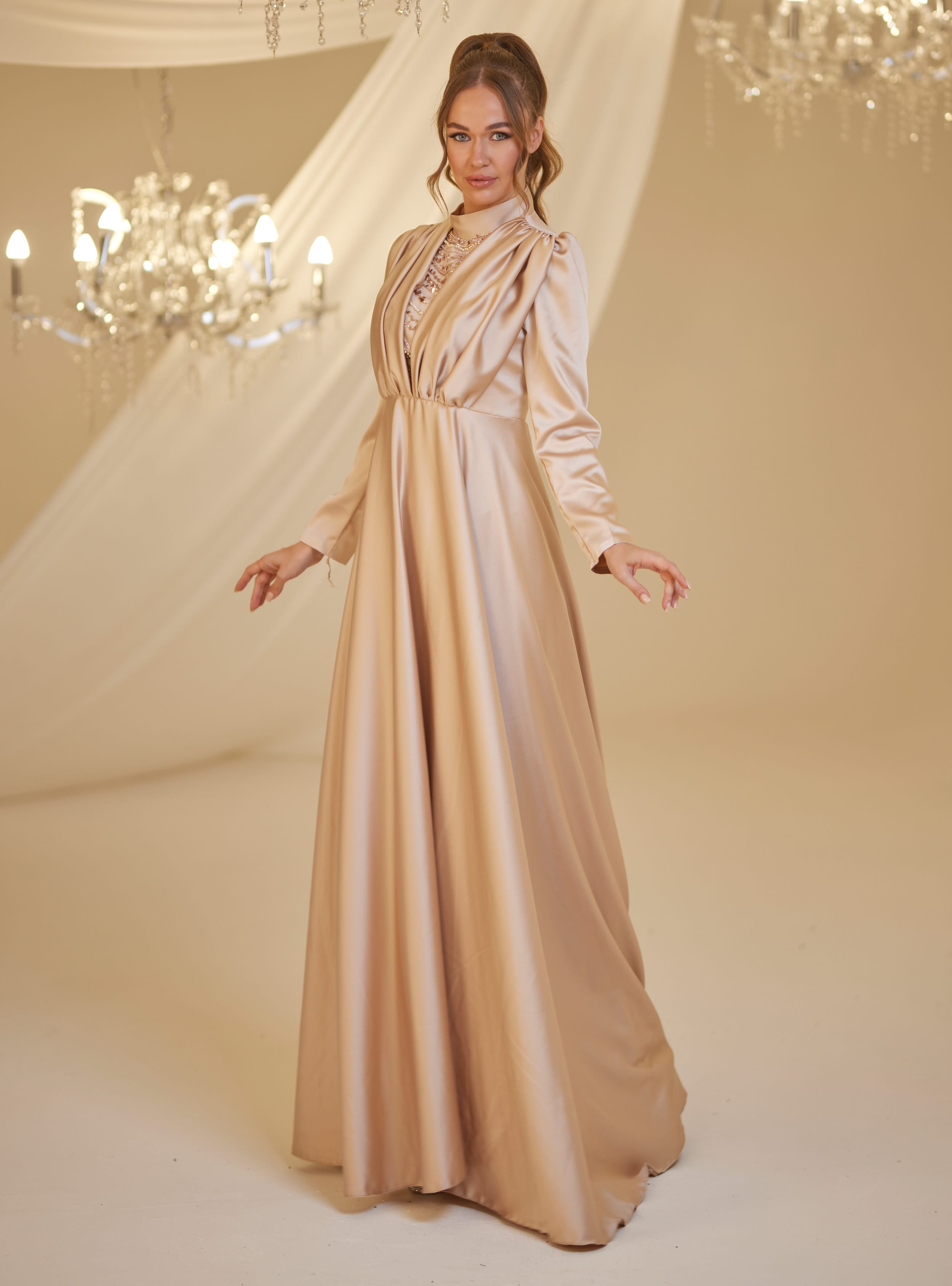 ELİF ABİYE - Gold rengi - Burak Baran Fashion - Resim 3