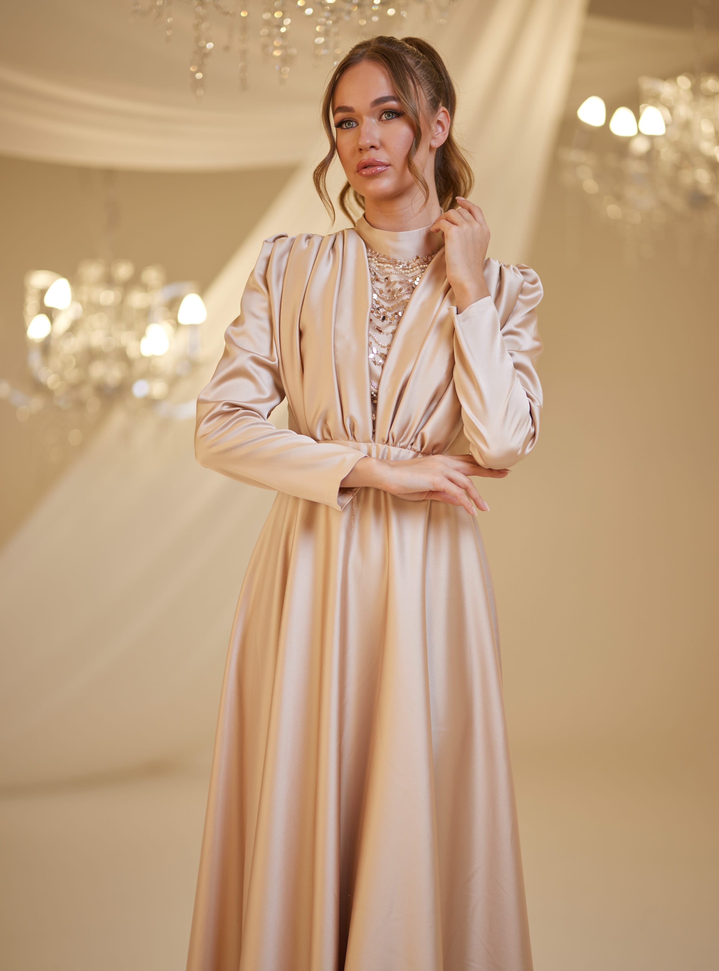 ELİF ABİYE - Gold rengi - Burak Baran Fashion - Resim 4