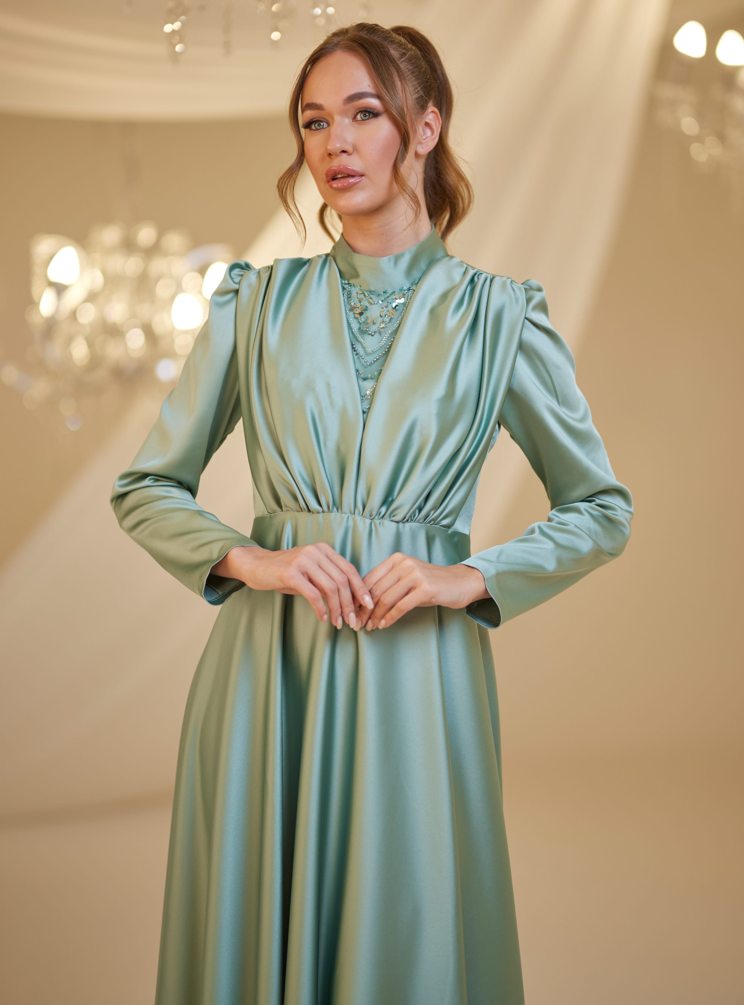 ELİF ABİYE - Mint Yeşili - Burak Baran Fashion - Resim 3
