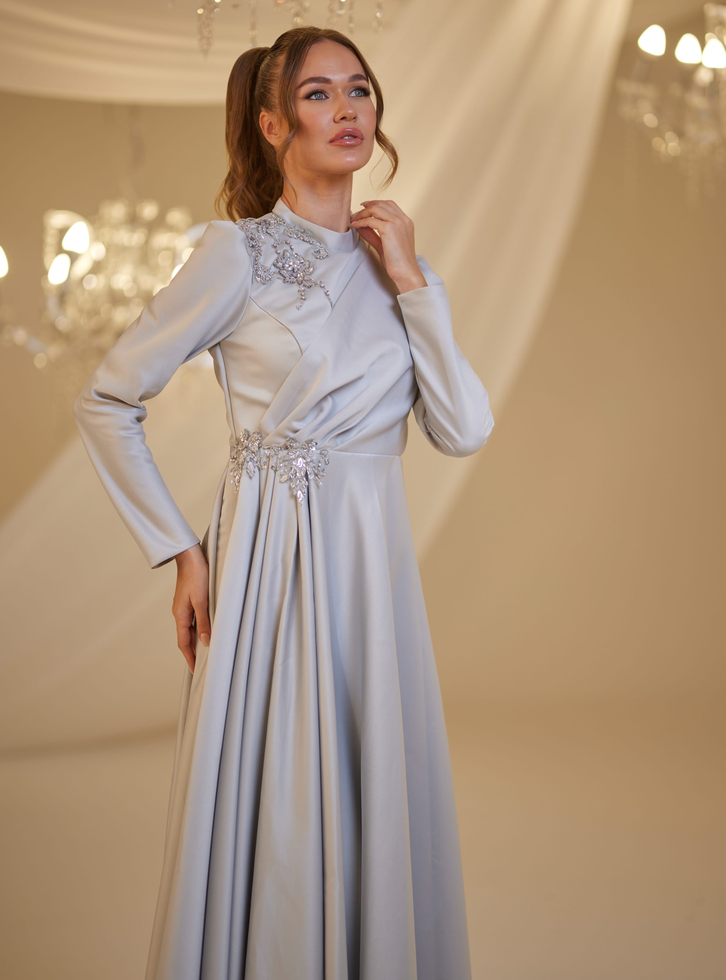 SU ABİYE - Gri - Burak Baran Fashion - Resim 3