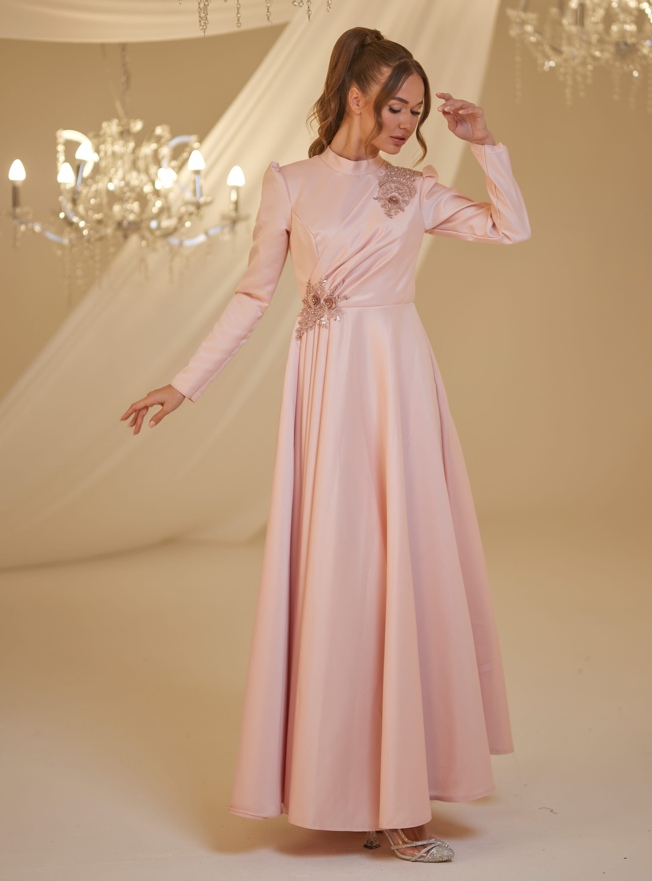 GÜL ABİYE - Pudra - Burak Baran Fashion - Resim 2