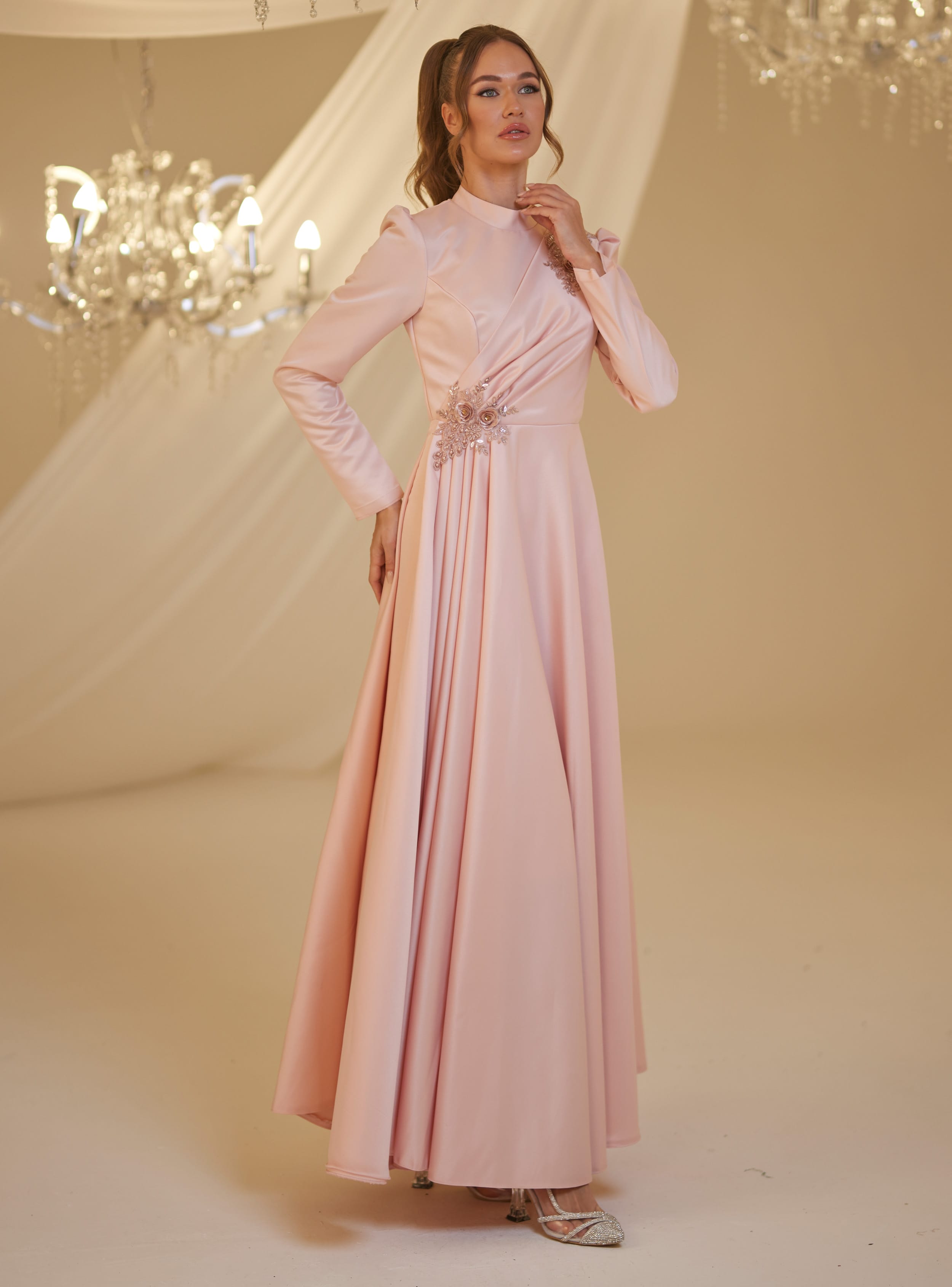 GÜL ABİYE - Pudra - Burak Baran Fashion - Resim 3