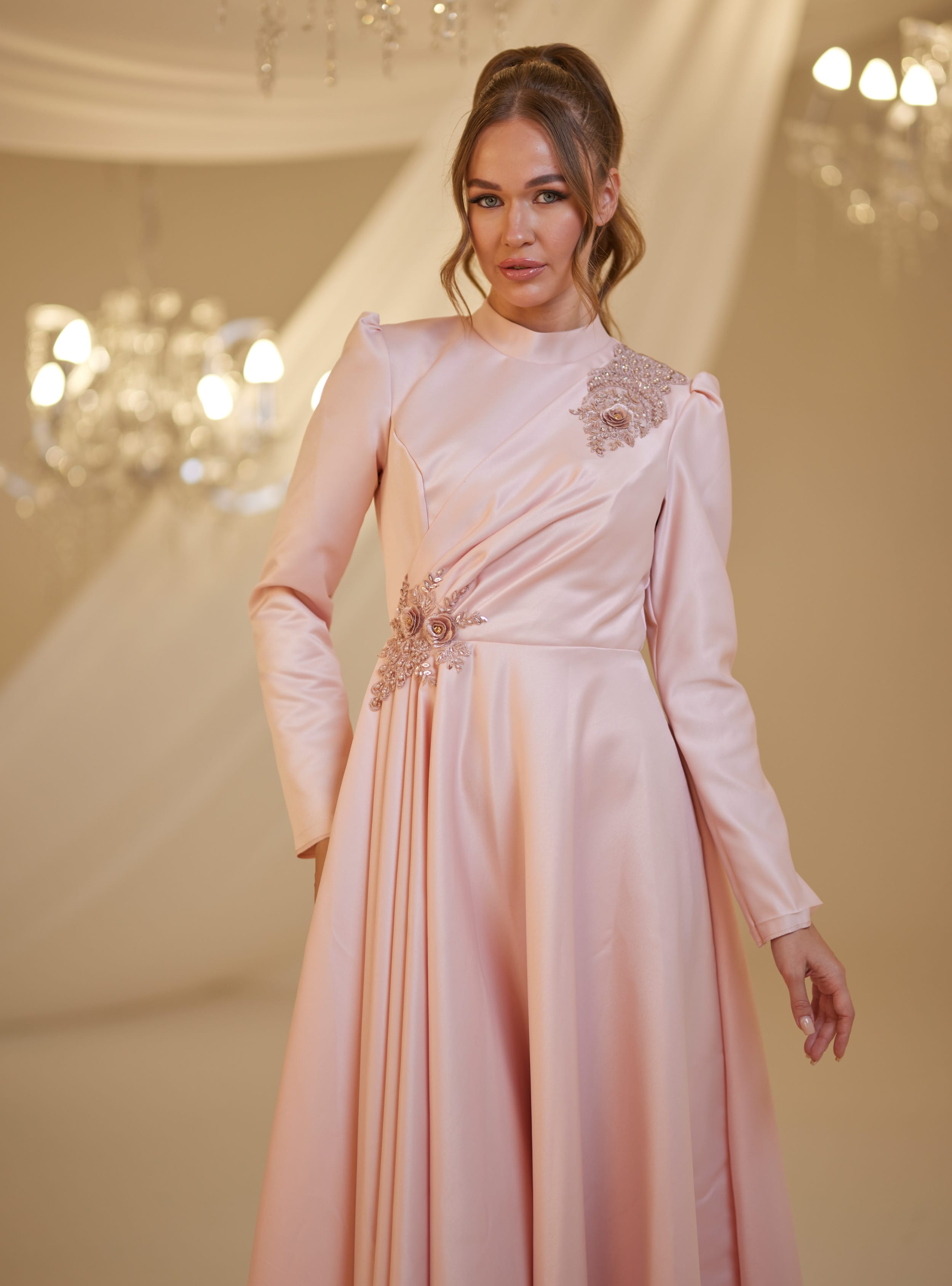 GÜL ABİYE - Pudra - Burak Baran Fashion - Resim 4