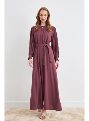 Kolları Piliseli Abaya - Gül Kurusu