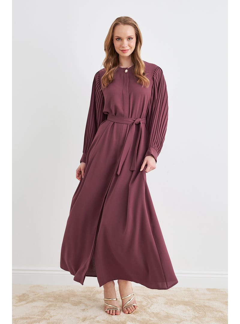 Kolları Piliseli Abaya - Gül Kurusu - Resim 3
