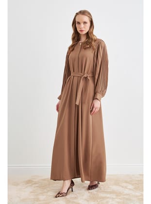 Kolları Piliseli Abaya - Camel