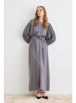 Kolları Piliseli Abaya - Gri