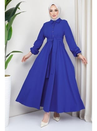 Kuşaklı Mevlana Elbise Mavi HM2105