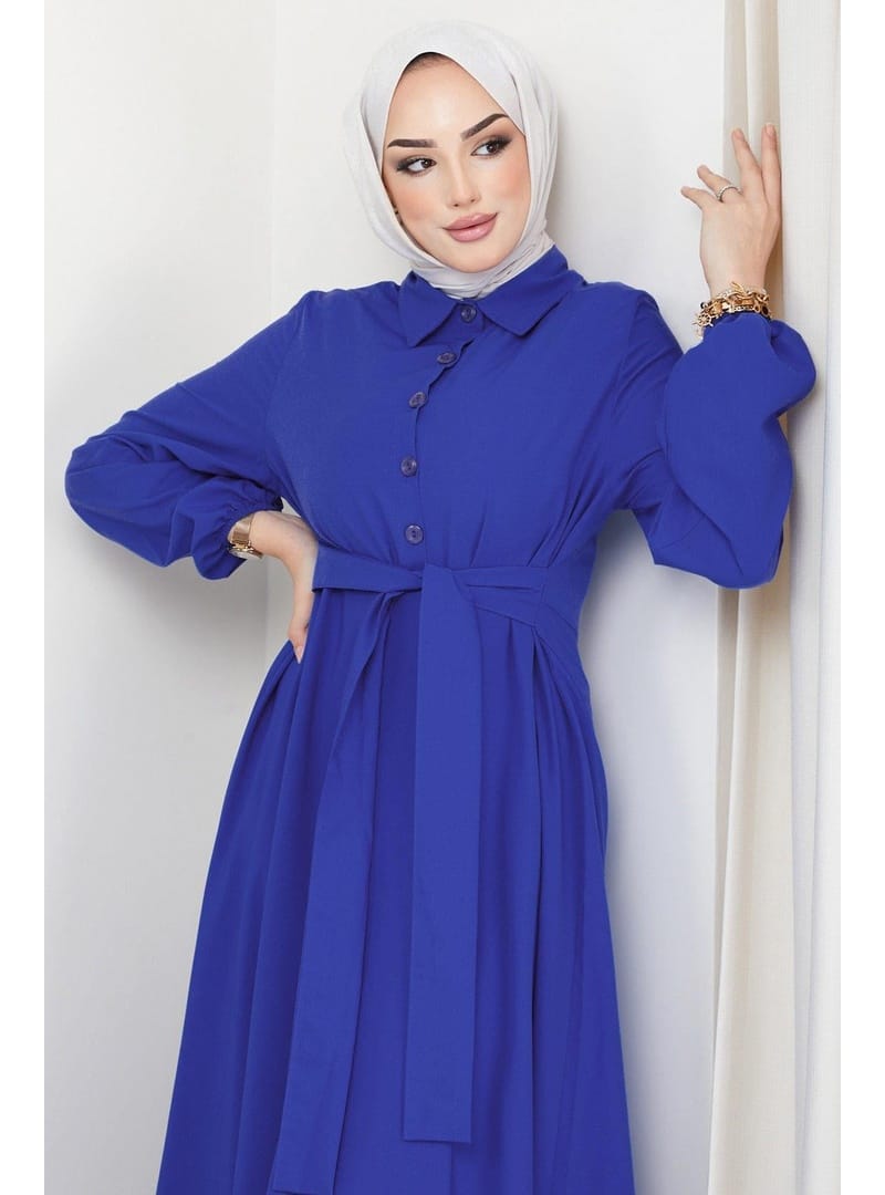 Kuşaklı Mevlana Elbise Mavi HM2105 - Resim 3