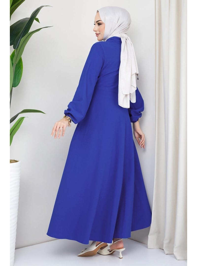 Kuşaklı Mevlana Elbise Mavi HM2105 - Resim 4