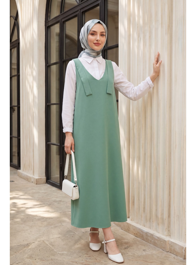 Omuzları Bağlamalı Uzun Jile      -Yeşil - Resim 3