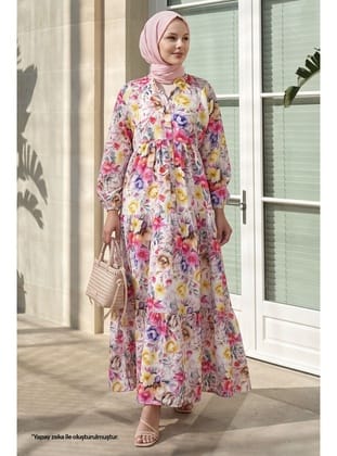 Begonya Çiçeği Pembe Mango Elbise