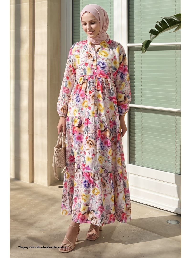 Begonya Çiçeği Pembe Mango Elbise - Resim 3