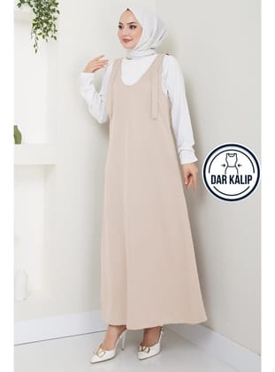 Nehir Örme Jile Elbise Bej HM2389