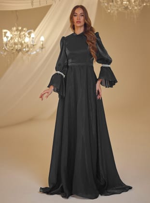 İNCİ ABİYE - Siyah- Burak Baran Fashion
