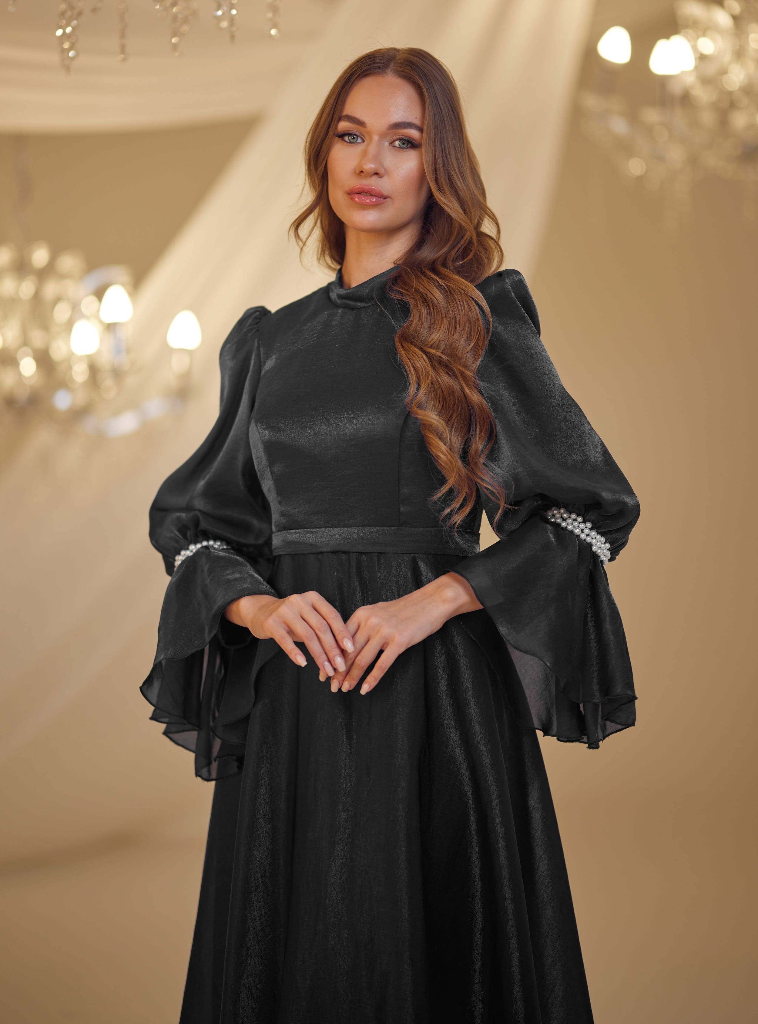 İNCİ ABİYE - Siyah- Burak Baran Fashion - Resim 3