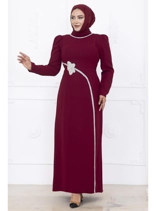 Amine Hüma Zühre Tesettür Abiye Bordo