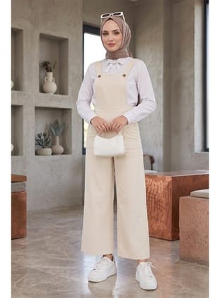 Gülru Cepli Gabardin Tulum 1587 - Bej