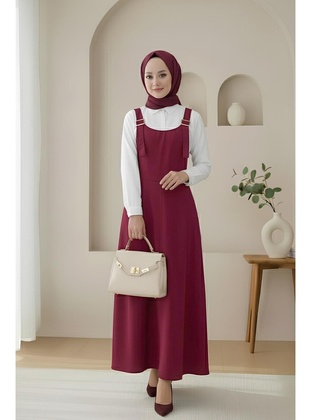 Yarım Fermuarlı Gabardin Jile  -Bordo