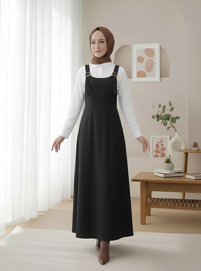 Yarım Fermuarlı Gabardin Jile  -Siyah - Resim 3