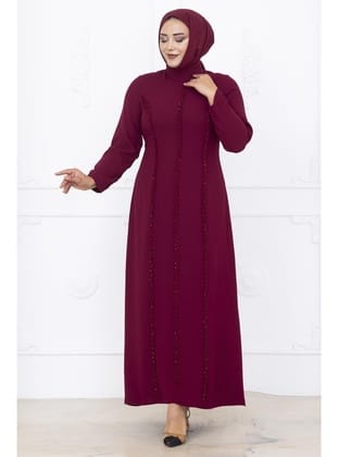 Amine Hüma Tuna Abiye Elbise Bordo