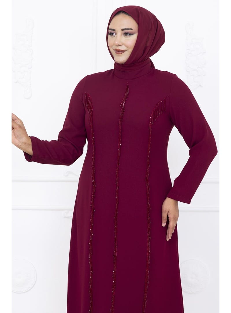 Amine Hüma Tuna Abiye Elbise Bordo - Resim 2