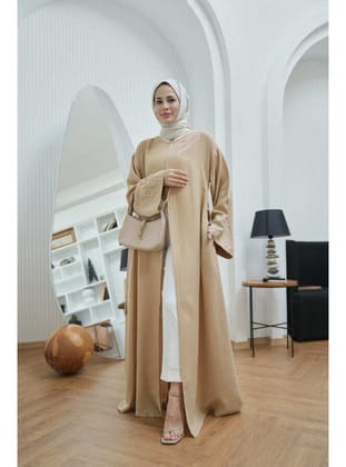 6642-Parça Boya Tensel Abaya Bej