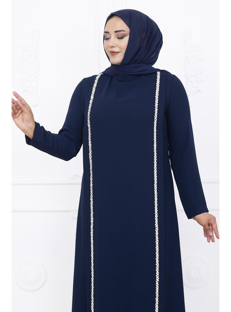 Amine Hüma Yakut Abiye Elbise Lacivert - Resim 2