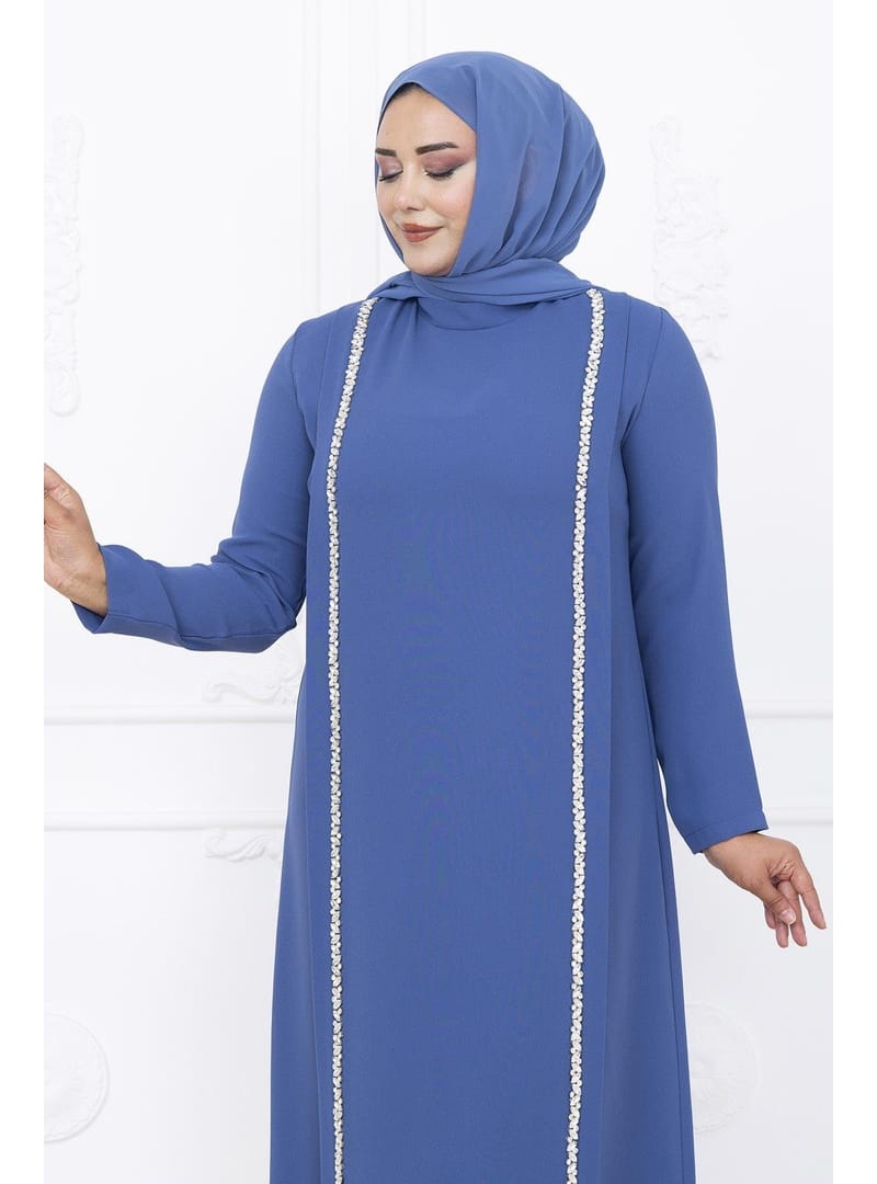 Amine Hüma Yakut Abiye Elbise İndigo - Resim 2