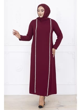 Amine Hüma Yakut Abiye Elbise Bordo