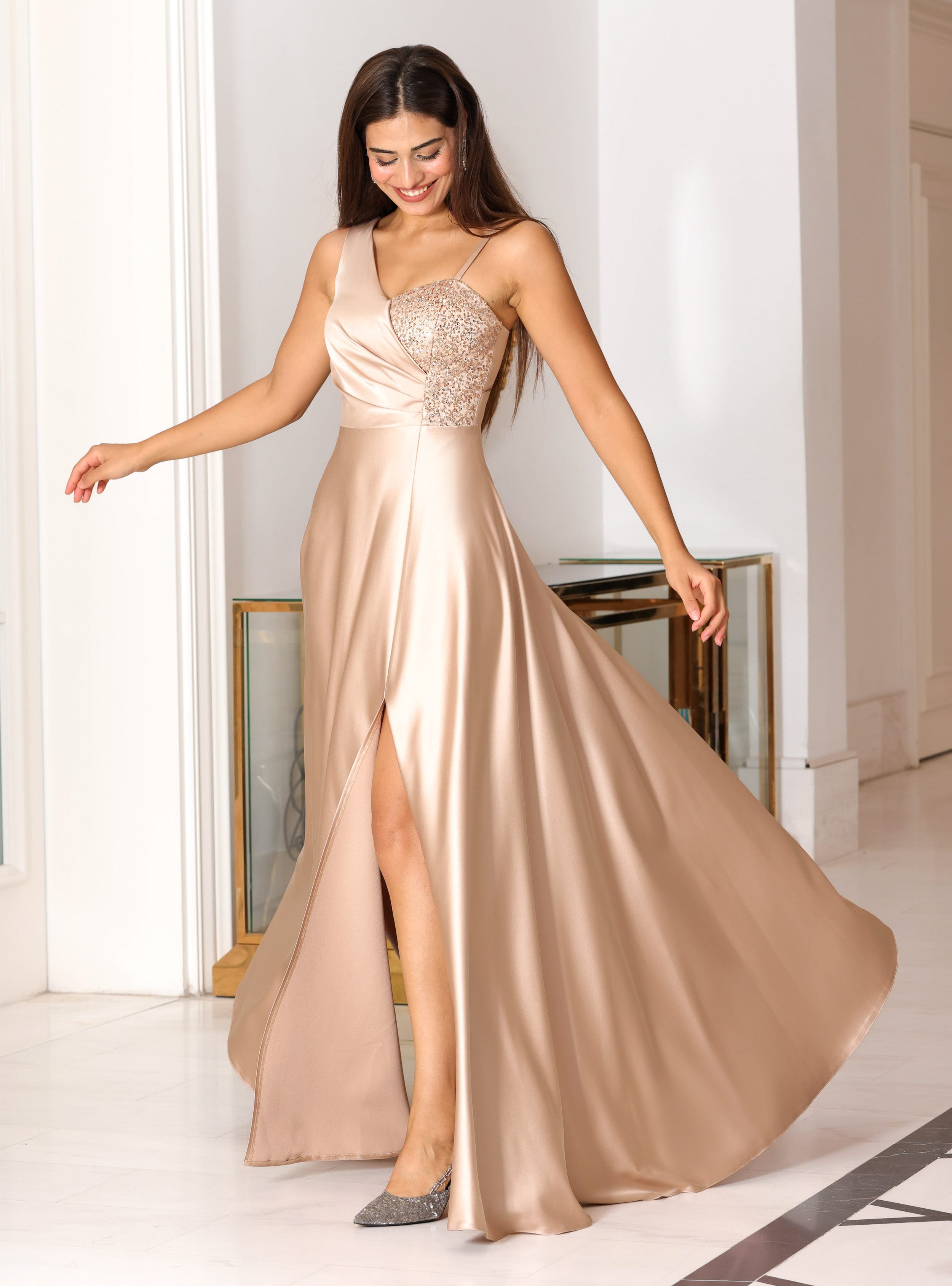 Abiye Elbise - Gold Rengi - MİSSNEWAL - Resim 3