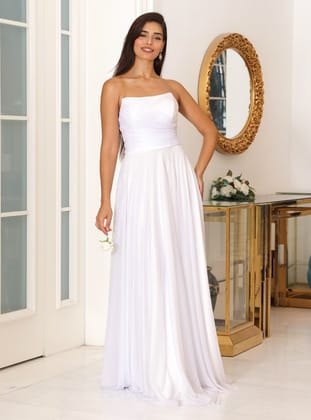 Abiye Elbise - Beyaz - MİSSNEWAL