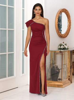 Abiye Elbise - Bordo - MİSSNEWAL