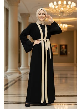 - Kemerli Bej Tesettür Abaya 55440BEJ
