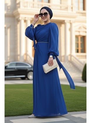 Drape Detaylı Sax Mavisi  50193SX