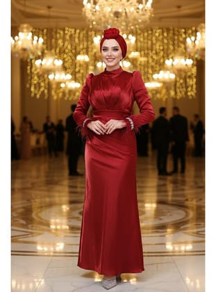Tüy Detaylı Bordo  50481BR