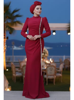 -Boncuk Detaylı Bordo  49651BR