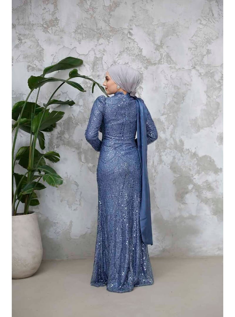 Boncuk İşlemeli İndigo Mavisi  50541IM - Resim 3