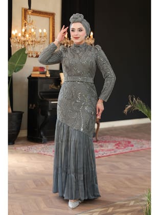 Boncuk İşlemeli Gri  51621GR