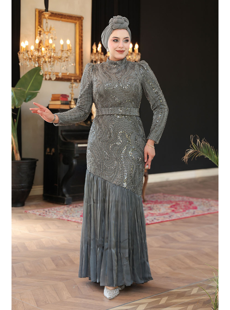 Boncuk İşlemeli Gri  51621GR - Resim 2