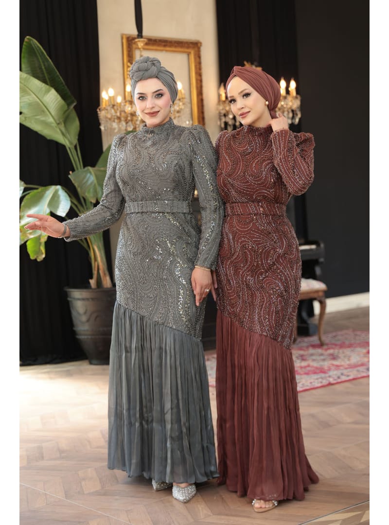 Boncuk İşlemeli Gri  51621GR - Resim 3
