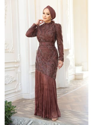 Boncuk İşlemeli Kahverengi  51621KH