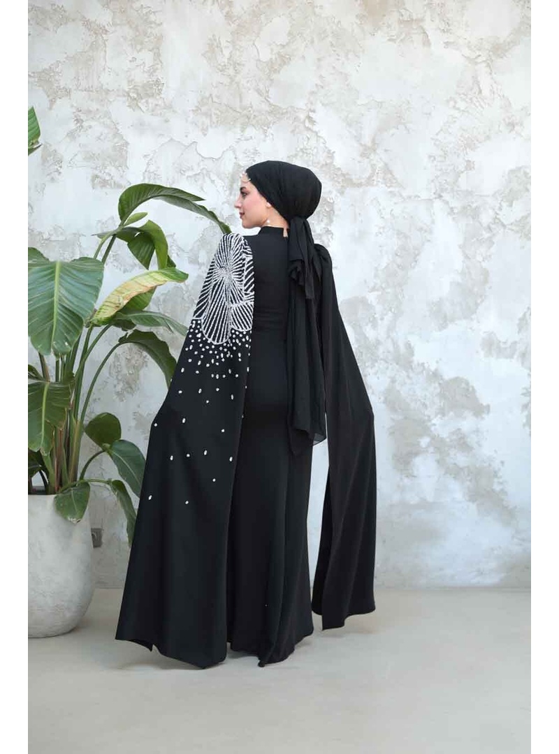 Kolları Pelerinli Siyah  51671S - Resim 3