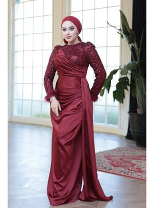 Boncuk İşlemeli Bordo  52151BR