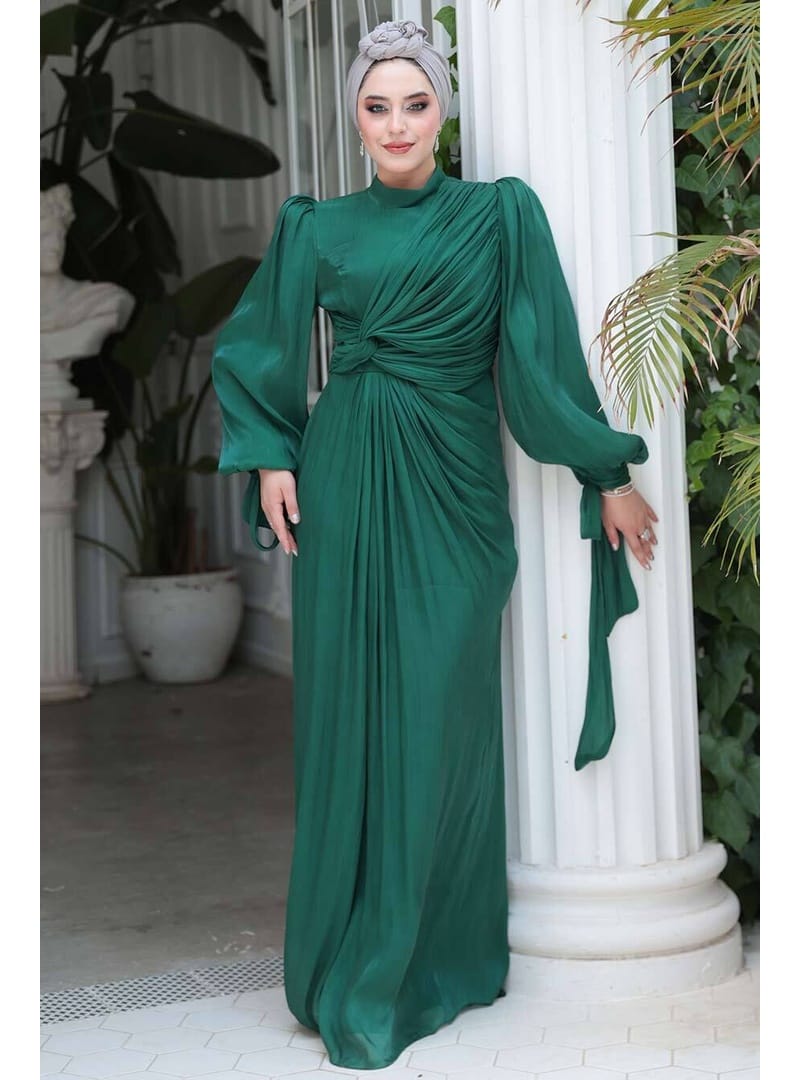Drape Detaylı Zümrüt Yeşili 52285ZY - Resim 2