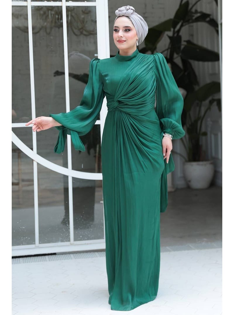 Drape Detaylı Zümrüt Yeşili 52285ZY - Resim 3