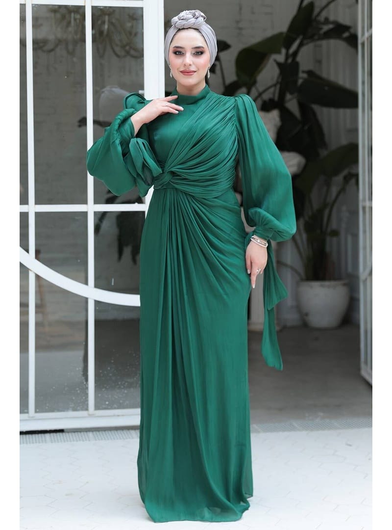 Drape Detaylı Zümrüt Yeşili 52285ZY - Resim 4