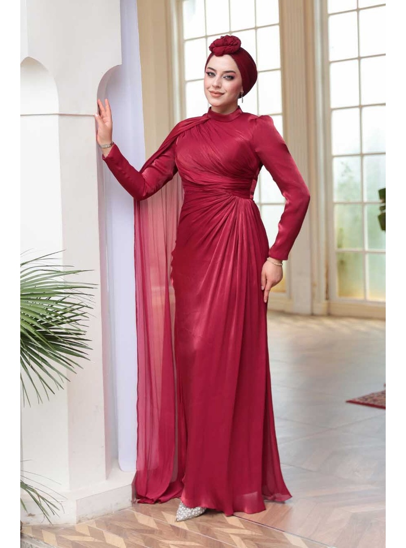 Pelerin Detaylı Bordo  5296BR - Resim 2